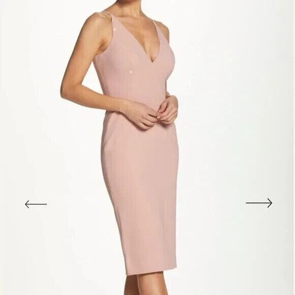 Dress the Population Dresses & Skirts - NWT Dress The Population Lyla Crepe Cocktail Midi Dress Women Blush Pink SZ XXS